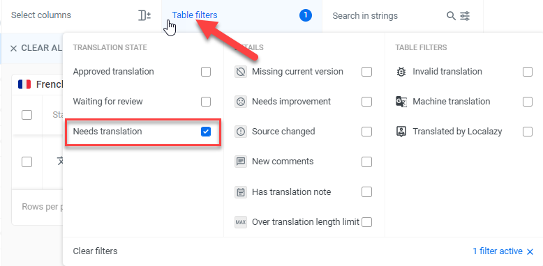 Localazy filter untranslated