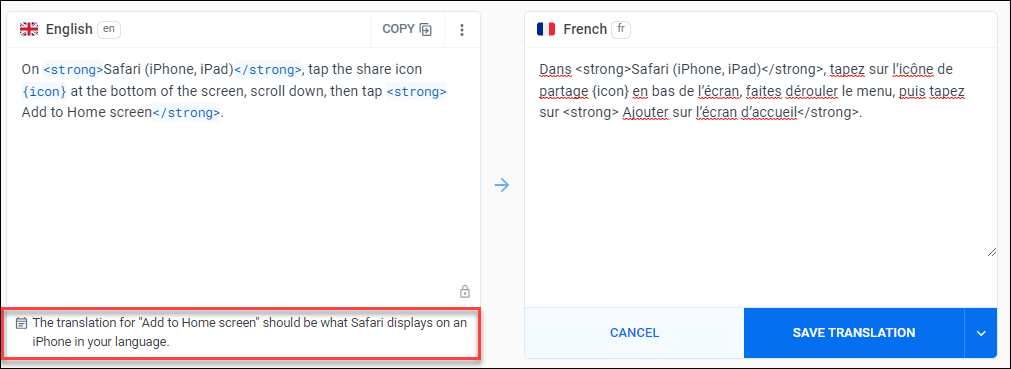 Localazy translation note